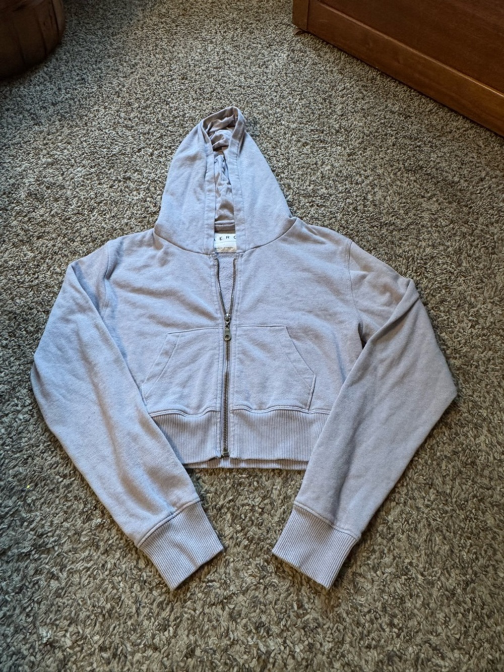 Aeropostale Light Lavender Cropped Zip Hoodie